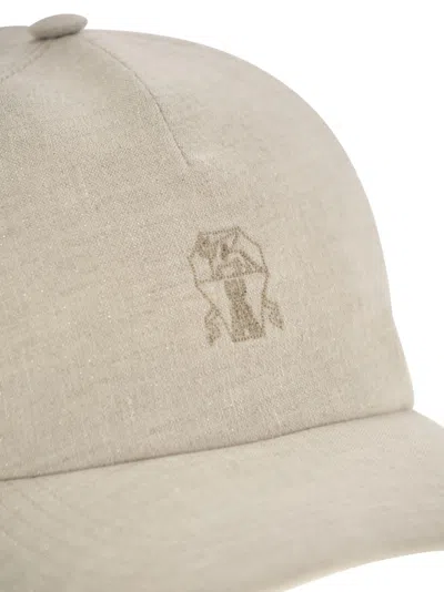 Brunello Cucinelli Women Sparkling Linen Canvas Baseball Cap With Embroidered Logo