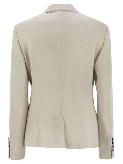 Brunello Cucinelli Women's Sparkling Linen Canvas Jacket With Jewellery In Gray