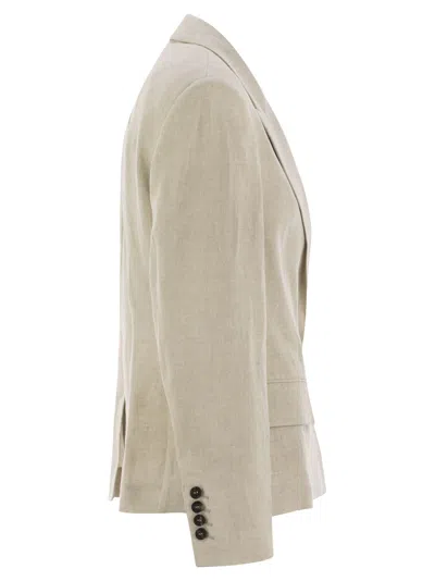 Brunello Cucinelli Women's Sparkling Linen Canvas Jacket With Jewellery In Gray