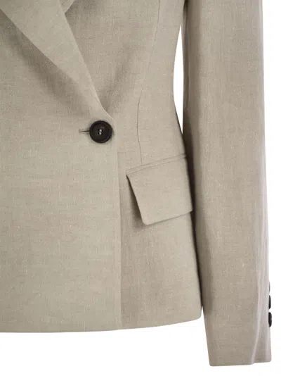 Brunello Cucinelli Women's Sparkling Linen Canvas Jacket With Jewellery In Gray