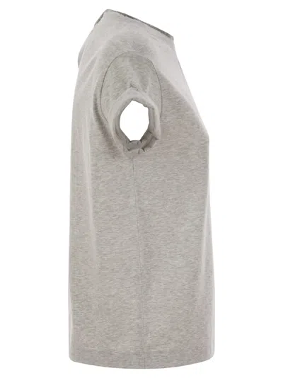 Brunello Cucinelli Women Stretch Cotton Jersey T-shirt With Precious Faux-layering