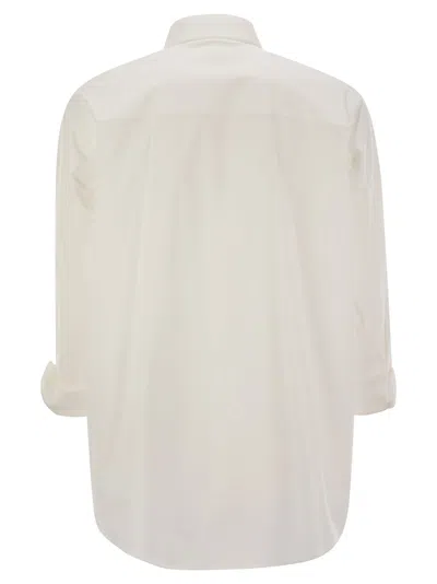 Brunello Cucinelli Women's Stretch Cotton Poplin Shirt With Shiny Trim