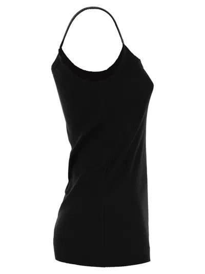 Brunello Cucinelli Stretch Cotton Ribbed Jersey Top With Precious Straps