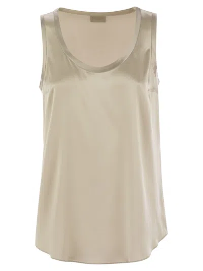 Brunello Cucinelli Reversible Stretch Silk Satin Top