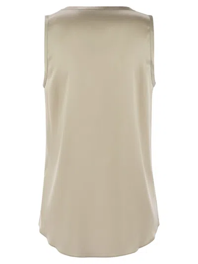 Brunello Cucinelli Reversible Stretch Silk Satin Top