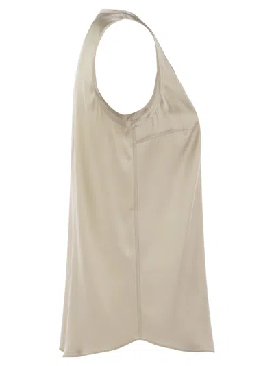 Brunello Cucinelli Reversible Stretch Silk Satin Top
