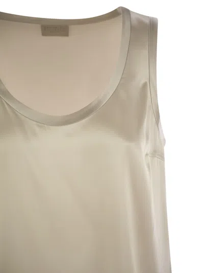 Brunello Cucinelli Reversible Stretch Silk Satin Top