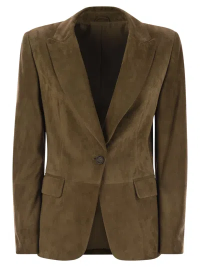 Brunello Cucinelli Suede Jacket With Jewellery