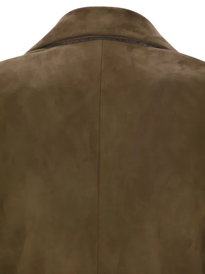 Brunello Cucinelli Suede Jacket With Jewellery