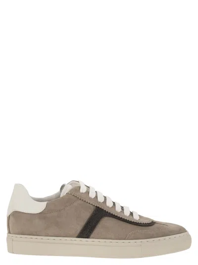 Brunello Cucinelli Women Suede Sneakers With Monil Detailing