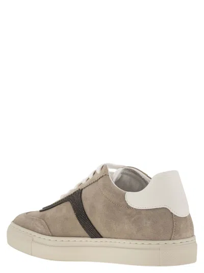 Brunello Cucinelli Women Suede Sneakers With Monil Detailing