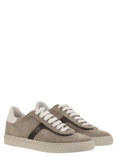 Brunello Cucinelli Women Suede Sneakers With Monil Detailing