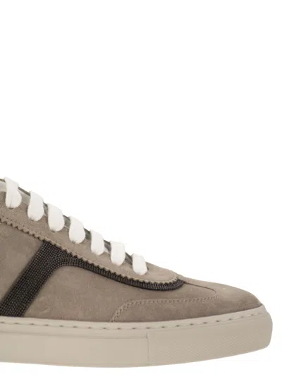 Brunello Cucinelli Women Suede Sneakers With Monil Detailing