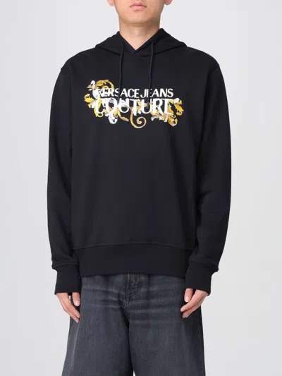Versace Jeans Couture Graphic Print Cotton Sweatshirt With Drawstring Hood