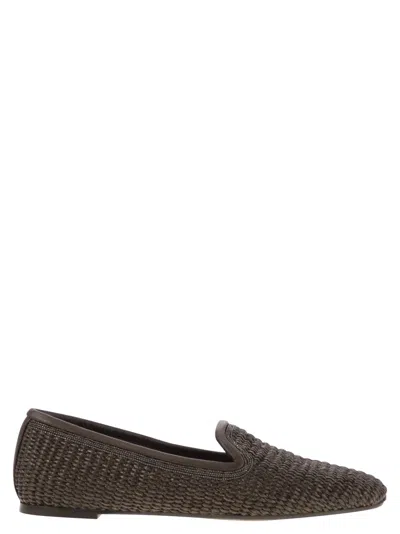 Brunello Cucinelli Raffia Braided Ballet Flats