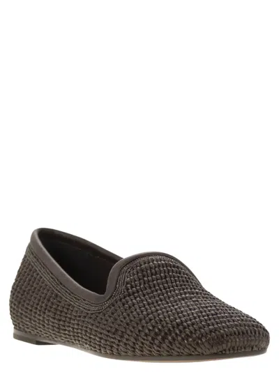 Brunello Cucinelli Raffia Braided Ballet Flats