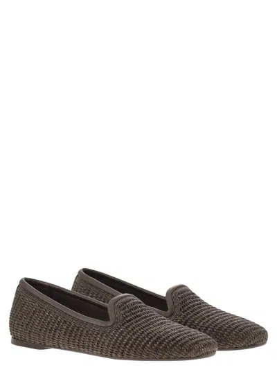 Brunello Cucinelli Raffia Braided Ballet Flats