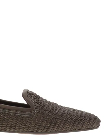 Brunello Cucinelli Raffia Braided Ballet Flats