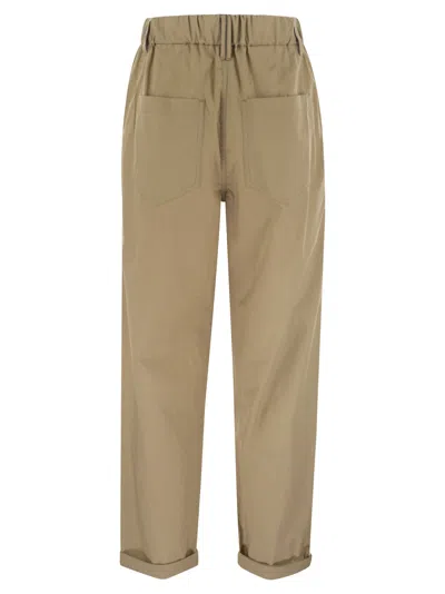Brunello Cucinelli Track Five-pocket Trousers In Lightweight Poplin With Moniline