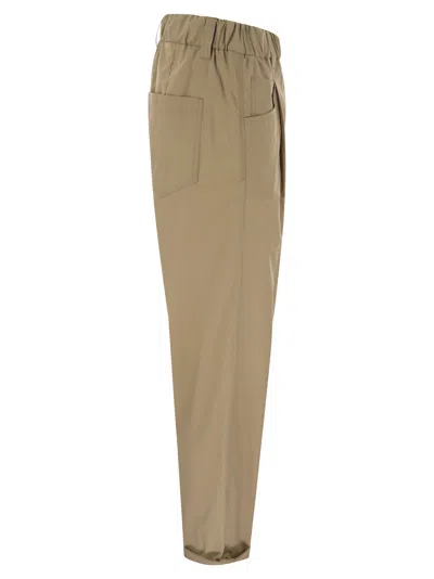 Brunello Cucinelli Track Five-pocket Trousers In Lightweight Poplin With Moniline