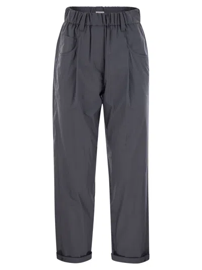 Brunello Cucinelli Track Five-pocket Trousers In Lightweight Poplin With Moniline