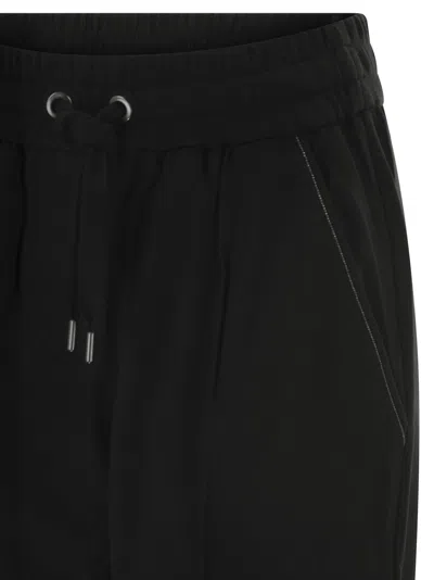 Brunello Cucinelli Women Track Trousers In Lightweight Stretch Cotton Fleece With Moniline