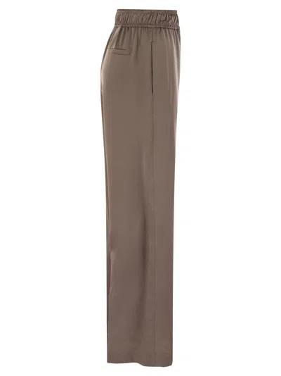 Brunello Cucinelli Women Track Trousers In Stretch Silk Satin