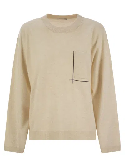 Brunello Cucinelli Women's Virgin Wool, Cashmere And Silk Sweater With Shiny Pocket Detail