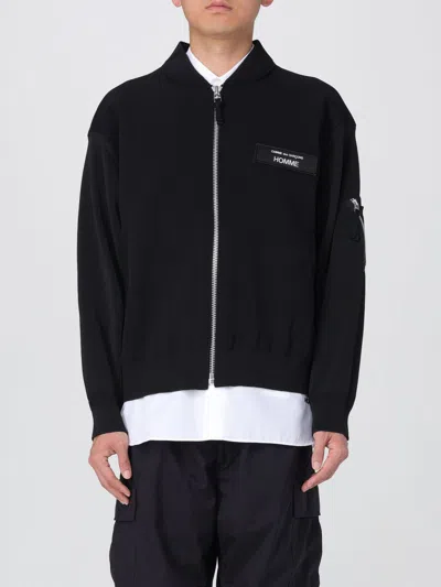 Comme Des Garçons Homme Deux Knitted Jersey Bomber Jacket In Black
