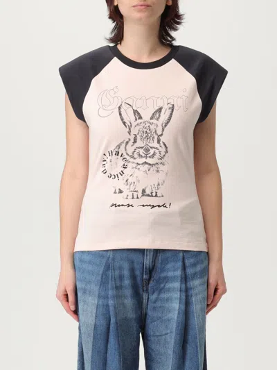 Ganni Basic Jersey Bunny Raglan T-shirt T-shirts Pink