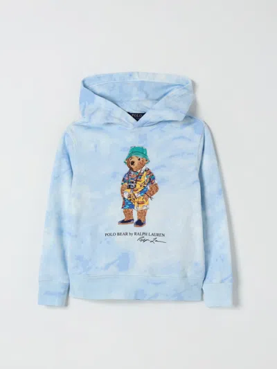 Polo Ralph Lauren Kids' Polo Bear French Terry Graphic Hoodie In Blue