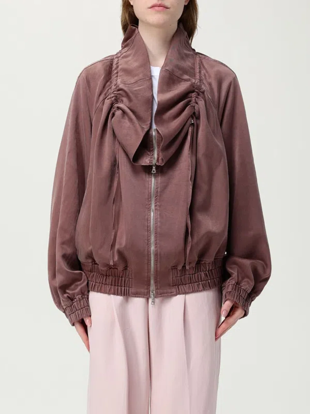 ジャケット DRIES VAN NOTEN Dark Pink Cupro Blend Voly Jacket Dries Van Noten Women Dark Pink Cupro Blend Voly Jacket In