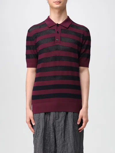 Dries Van Noten Mercy Burgundy Viscose Blend Polo Shirt