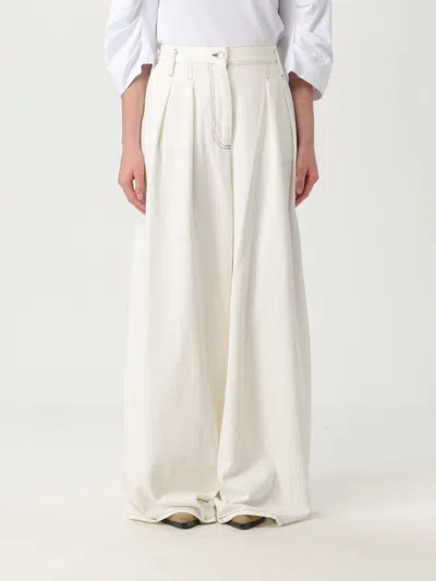 Dries Van Noten Womens Off White Pamplona Pleat Wide-leg Denim Jeans