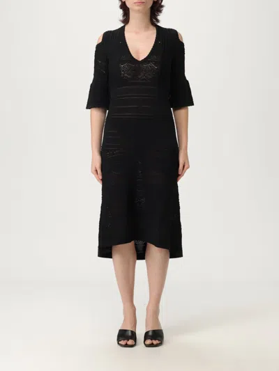 Twinset Twin-set Cut-out Black Dress With Flared Skirt In Black