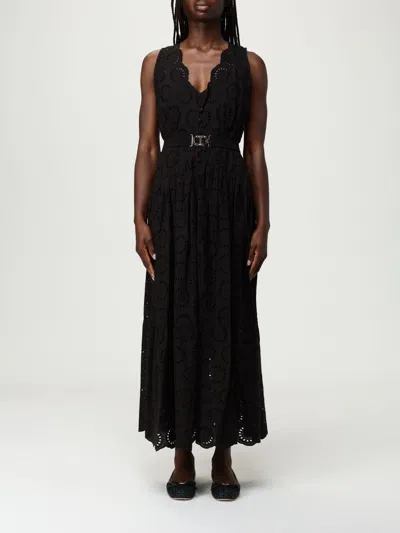 Twinset Pleated Detail Dress In Black