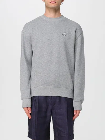 Maison Kitsuné Ribbed Crew Neck Sweater With Long Sleeves In Gray