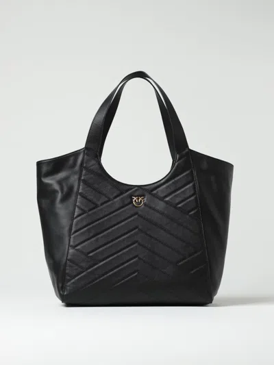 Pinko Borsa Shopping In Pelle Trapuntata Nero/oro