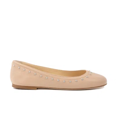 Elizee Women's Neutrals / Pink / Purple Gemma Blush Studded Leather Ballerina Flats
