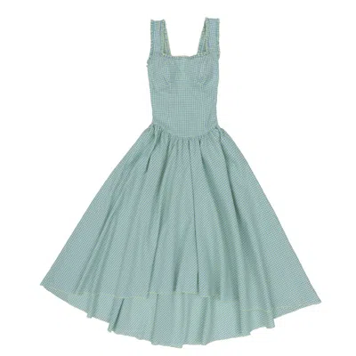 28NATELIER WOMEN'S BLUE / YELLOW / ORANGE GINGHAM SUNDRESS 