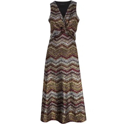 Me&thee Women's Gold Near Or Far Metallic Stripe Dress In Multi