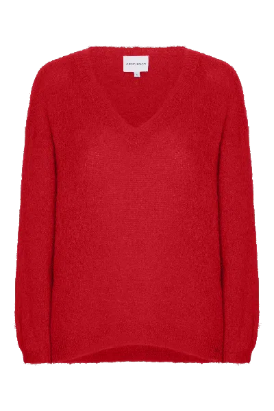Americandreams Women's Silja V Neck Knit Lipstick Red