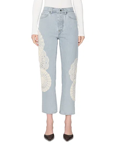 Frame The Crochet Vertical High Rise Ankle Straight Jeans In Wisp