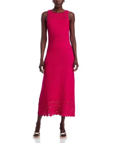 Elie Tahari The Josephine Lace Trim Knit Midi Dress In Red