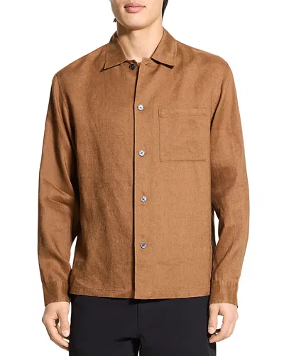 Theory Long Sleeve Button Front Linen Shirt