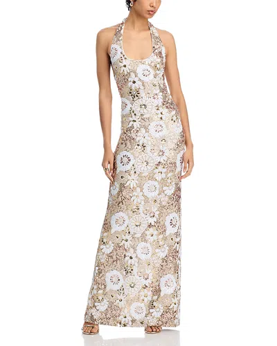 Ramy Brook Tiffany Floral Sequin Halter Column Gown