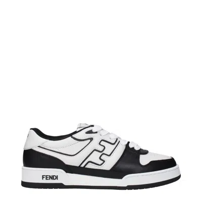 Fendi Leather Sneakers With Ff Lateral Logo In Multi