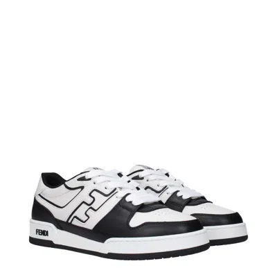 Fendi Leather Sneakers With Ff Lateral Logo In Multi