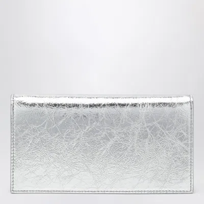 Christian Louboutin Loubi54 Silver Laminated Leather Clutch Bag Women