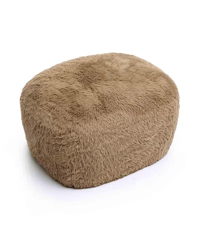Tov Furniture Britt Dark Taupe Vegan Shearling Ottoman